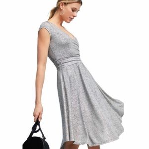 Anthropologie Maeve Tamera silver wrap dress xsp
